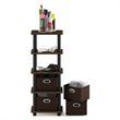 Furinno TURN-N-TUBE Engineered Wood 4-Bins System Rack in Columbia Walnut/Black