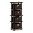 Furinno TURN-N-TUBE Engineered Wood 4-Bins System Rack in Columbia Walnut/Black