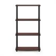 Furinno TURN-N-TUBE Engineered Wood 4-Tier Shelf Display Rack in Cherry/Black