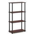 Furinno TURN-N-TUBE Engineered Wood 4-Tier Shelf Display Rack in Cherry/Black