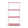 Furinno TURN-N-TUBE Engineered Wood 4-Tier Shelf Display Rack in Pink/White