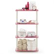 Furinno TURN-N-TUBE Engineered Wood 4-Tier Shelf Display Rack in Pink/White