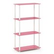 Furinno TURN-N-TUBE Engineered Wood 4-Tier Shelf Display Rack in Pink/White