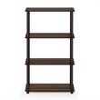 Furinno TURN-N-TUBE Engineered Wood 4-Tier Shelf Display Rack in Walnut/Brown