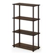 Furinno TURN-N-TUBE Engineered Wood 4-Tier Shelf Display Rack in Walnut/Brown