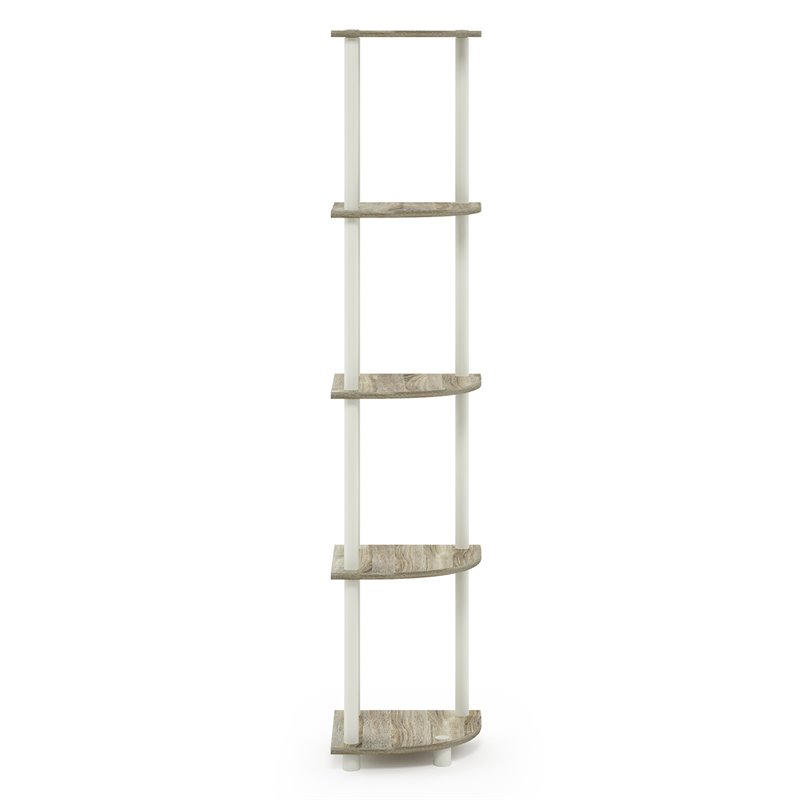 Furinno TURN-N-TUBE Engineered Wood 5-Tier Corner Display Rack in Sonoma Oak