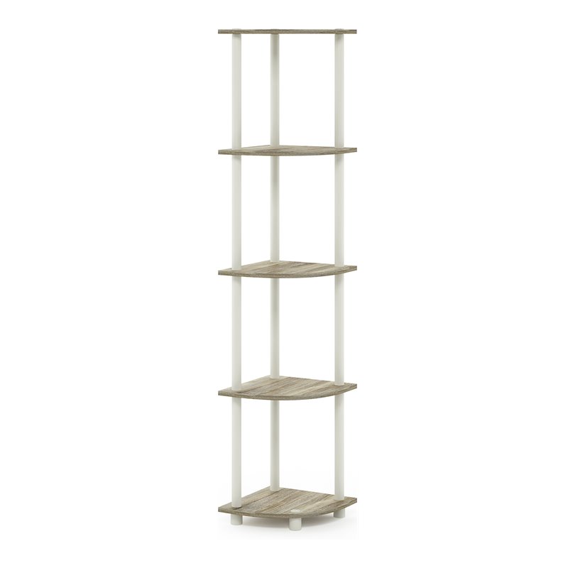 Furinno TURN-N-TUBE Engineered Wood 5-Tier Corner Display Rack in Sonoma Oak