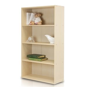 Furinno PASIR Engineered Wood 4-Tier Open Shelf in Steam Beech/Natural
