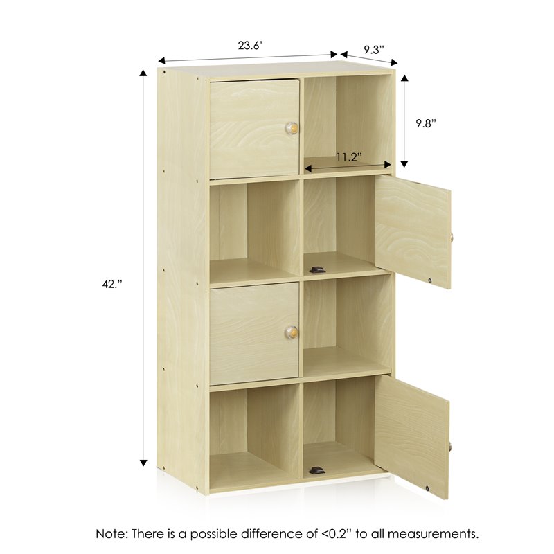 Furinno PASIR Wood 4-Tier Shelf with Round Handle in Steam Beech/Natural