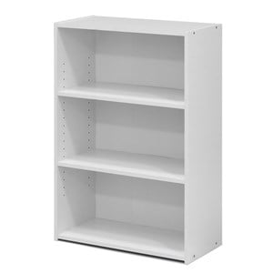 Furinno Wright Contemporary Engineered Wood 3-Shelf Bookcase in Soft White