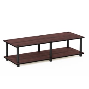 Furinno JUST Wood No Tools Wide TV Stand for TV up to 46&quot in Dark Cherry/Black