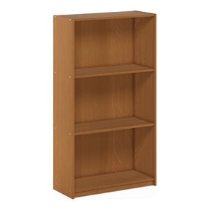 Furinno BASIC Engineered Wood 3-Tier Bookcase Storage Shelves in Light Cherry