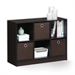 Furinno BASIC Engineered Wood 3x2 Bookcase Storage w/Bins in Dark Walnut
