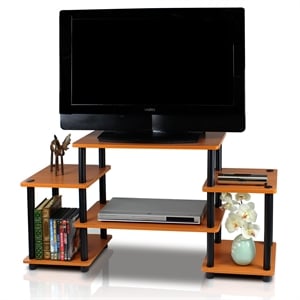 Furinno TURN-N-TUBE Wood Entertainment Center for TV up to 25&quot in Cherry/Black