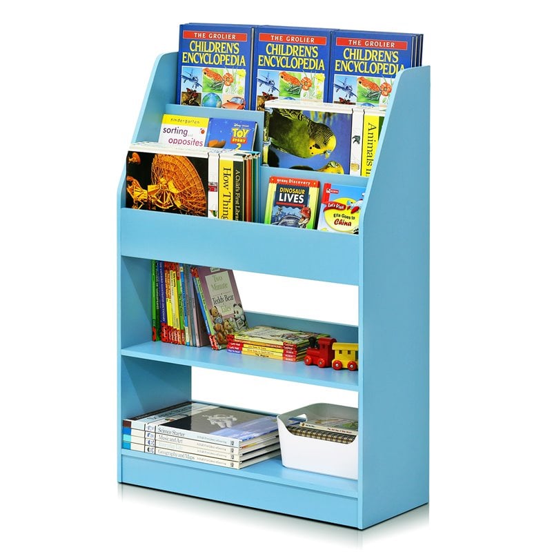 Furinno Lova Engineered Wood Magazine/Bookshelf with Storage in Light Blue