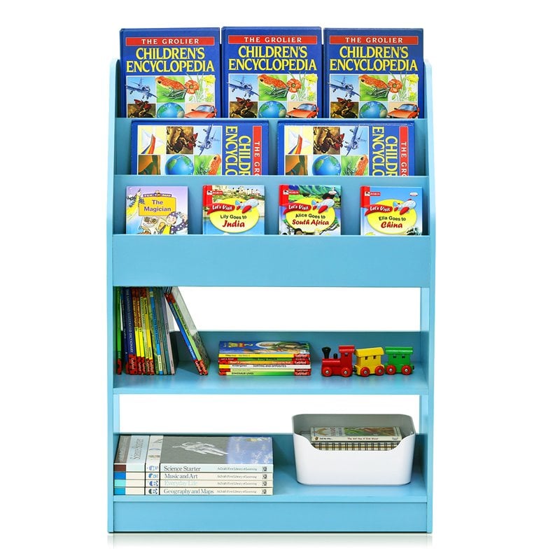 Furinno Lova Engineered Wood Magazine/Bookshelf with Storage in Light Blue