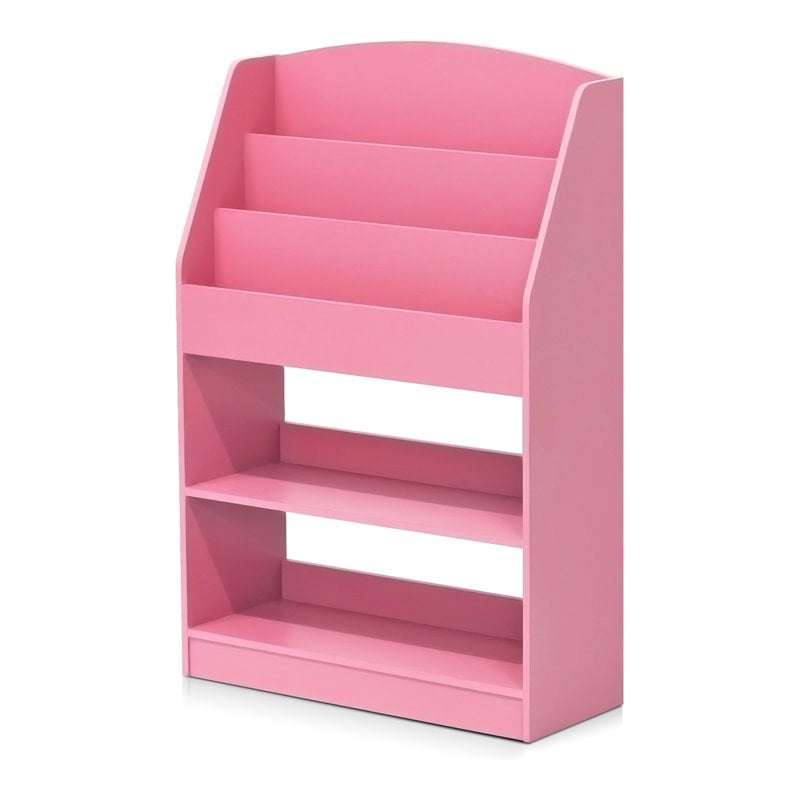 Furinno Lova Engineered Wood Magazine/Bookshelf with Storage in Pink