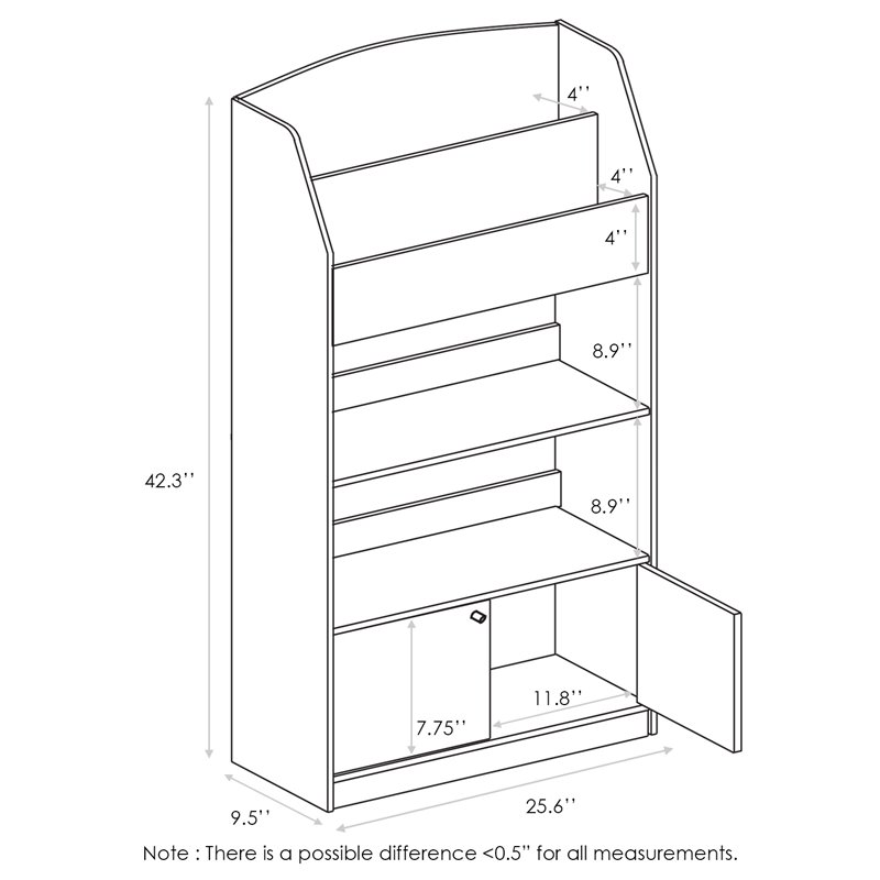 Furinno Lova Engineered Wood Magazine/Bookshelf with Storage Cabinet in Pink