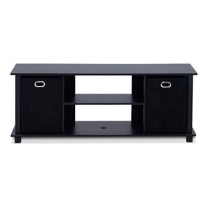 Furinno ECON Wood Entertainment Center w/Storage Bins for TV up to 50&quot in Black