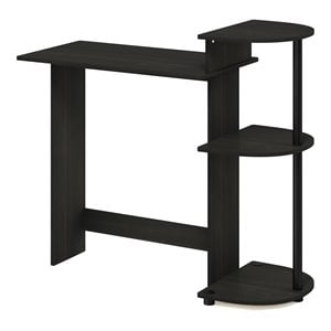 Furinno Engineered Wood Compact Computer Desk with Shelves in Black/Gray