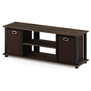 Furinno ECON Wood Entertainment Center for TV up to 50&quot in Columbia Walnut/Black