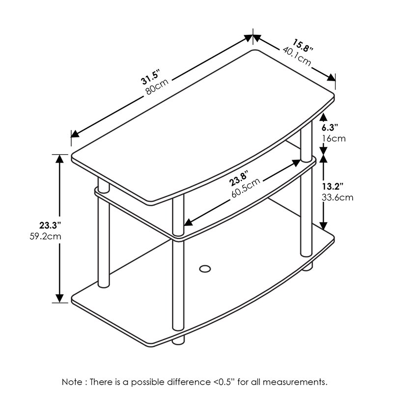 Furinno TURN-N-TUBE Wood 3-Tier TV Stand for TV up to 32