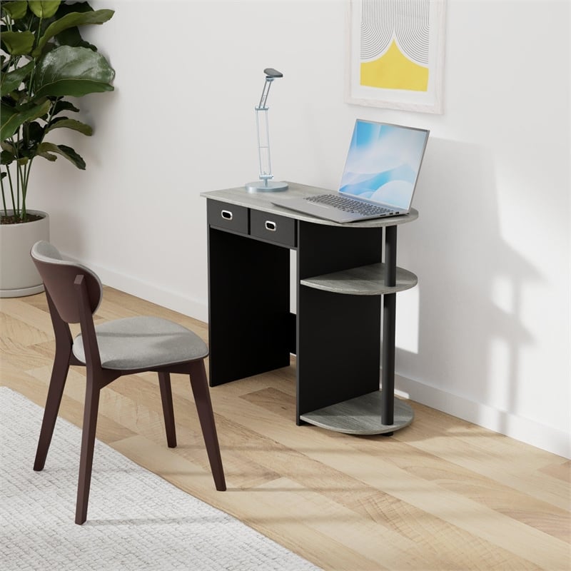 Furinno Go Green Wood Home Laptop Notebook Computer Desk in Oak Gray/Black