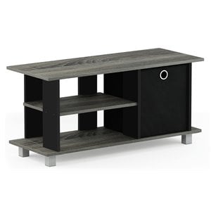 Furinno Wood SIMPLISTIC TV Entertainment Center for TV up to 32&quot in Gray/Black
