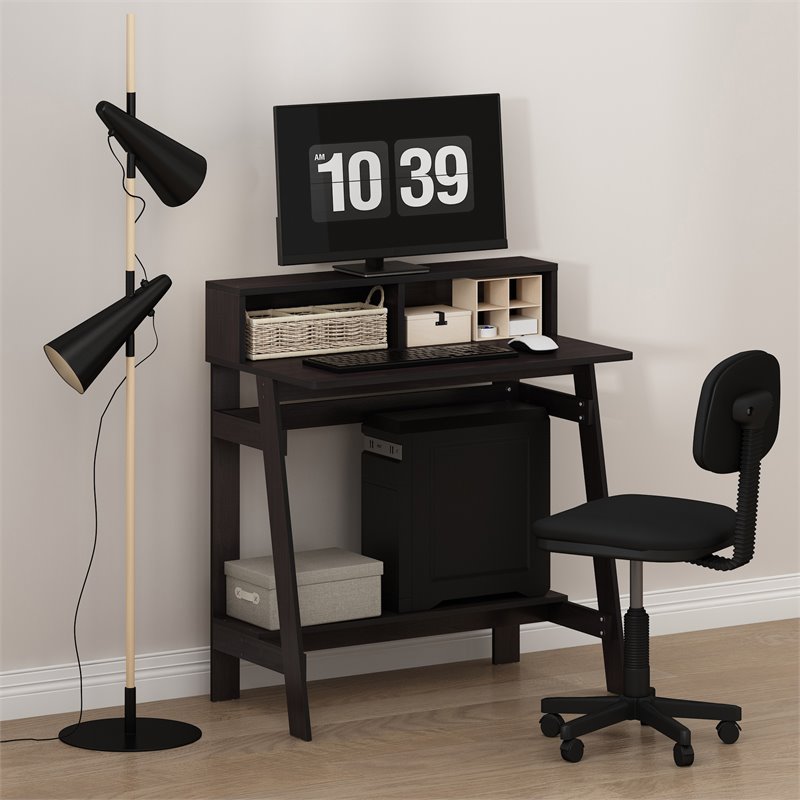 Furinno Engineered Wood SIMPLISTIC A Frame Computer Desk in Dark Walnut