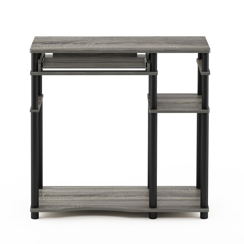 Furinno ABBOTT Wood Computer Desk with Bookshelf in French Oak Gray/Black