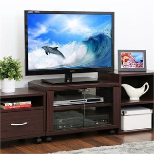 Furinno INDO Wood 3-Tier Petite TV Stand for TV up to 23&quot in Espresso