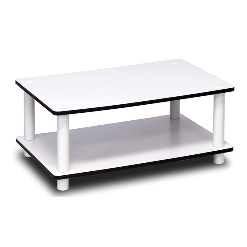Furinno JUST Engineered Wood 2-Tier No Tools Coffee Table in White
