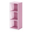 Furinno LUDER Engineered Wood 3-Tier Open Shelf Bookcase in White/Pink