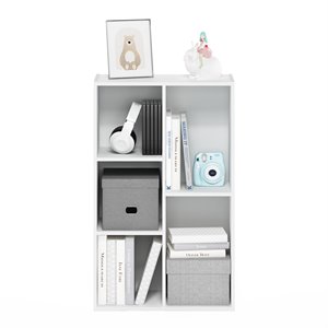 Furinno LUDER Engineered Wood 5-Cube Reversible Open Shelf in White
