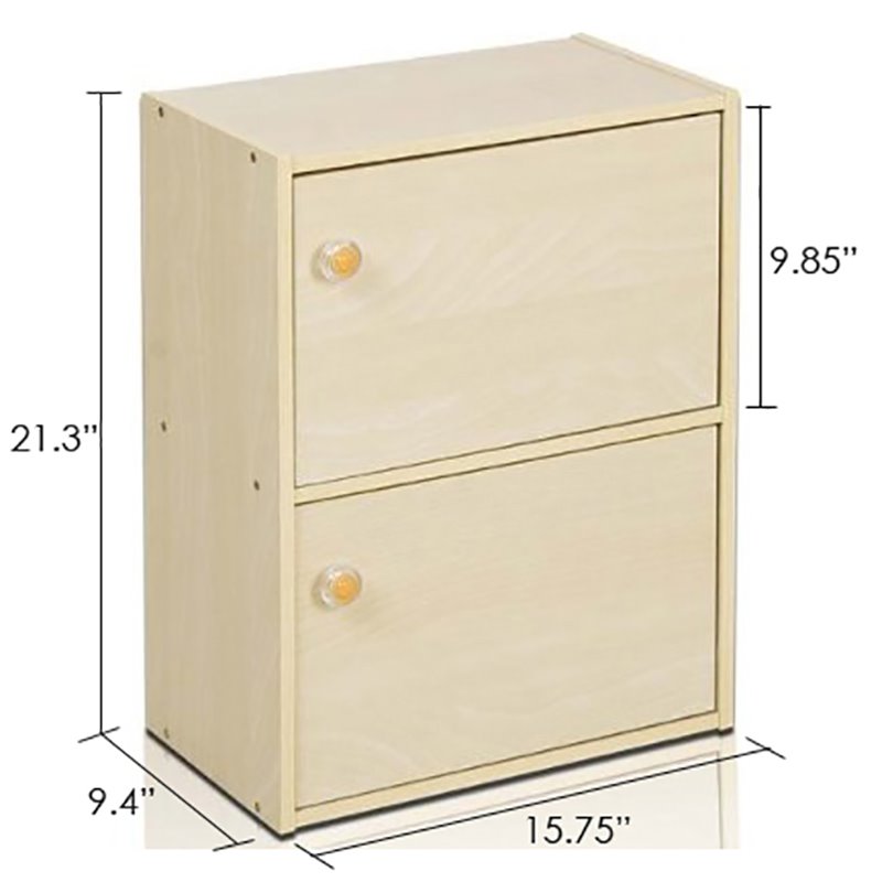 Furinno PASIR Wood 2-Tier Bookcase with Round Handle in Steam Beech/Natural