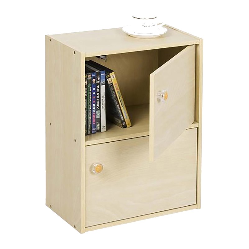 Furinno PASIR Wood 2-Tier Bookcase with Round Handle in Steam Beech/Natural