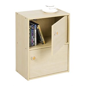 Furinno PASIR Wood 2-Tier Bookcase with Round Handle in Steam Beech/Natural