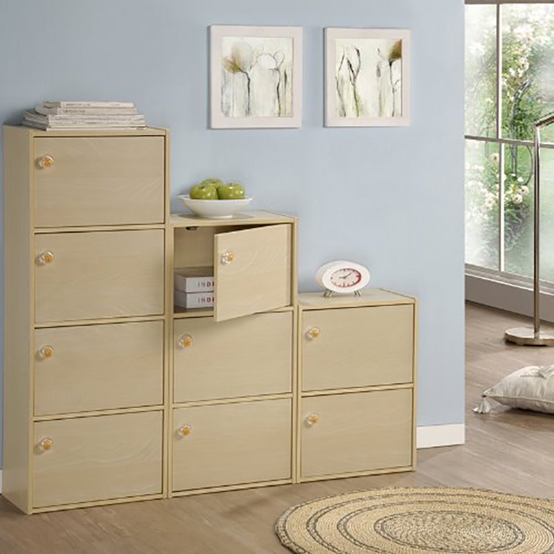 Furinno PASIR Wood 3-Tier Bookcase with Round Handle in Steam Beech/Natural