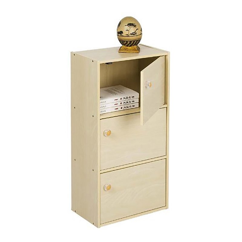 Furinno PASIR Wood 3-Tier Bookcase with Round Handle in Steam Beech/Natural