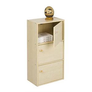 Furinno PASIR Wood 3-Tier Bookcase with Round Handle in Steam Beech/Natural