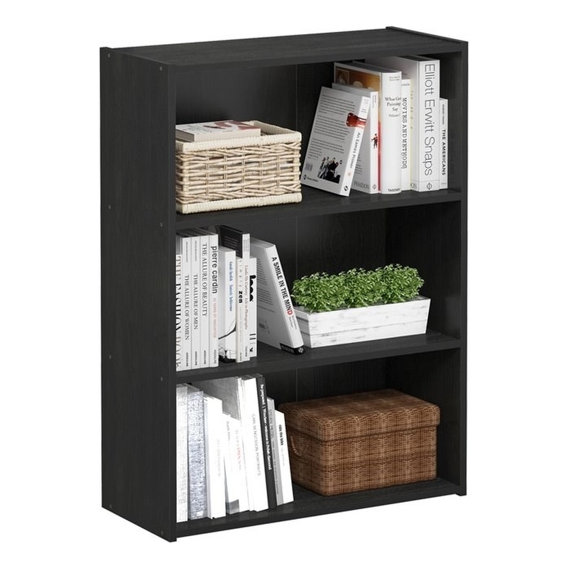 Furinno PASIR Engineered Wood 3-Tier Open Shelf in Americano Black
