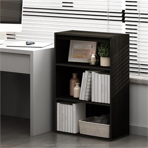 Furinno PASIR Contemporary Engineered Wood 3-Tier Open Shelf in Espresso