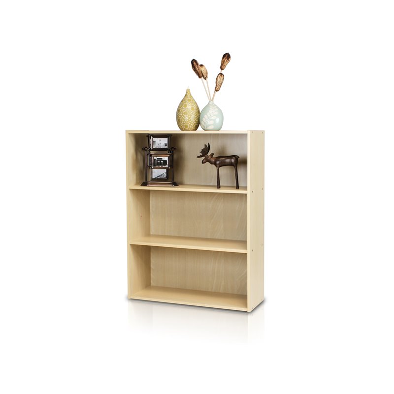 Furinno PASIR Engineered Wood 3-Tier Open Shelf in Steam Beech/Natural