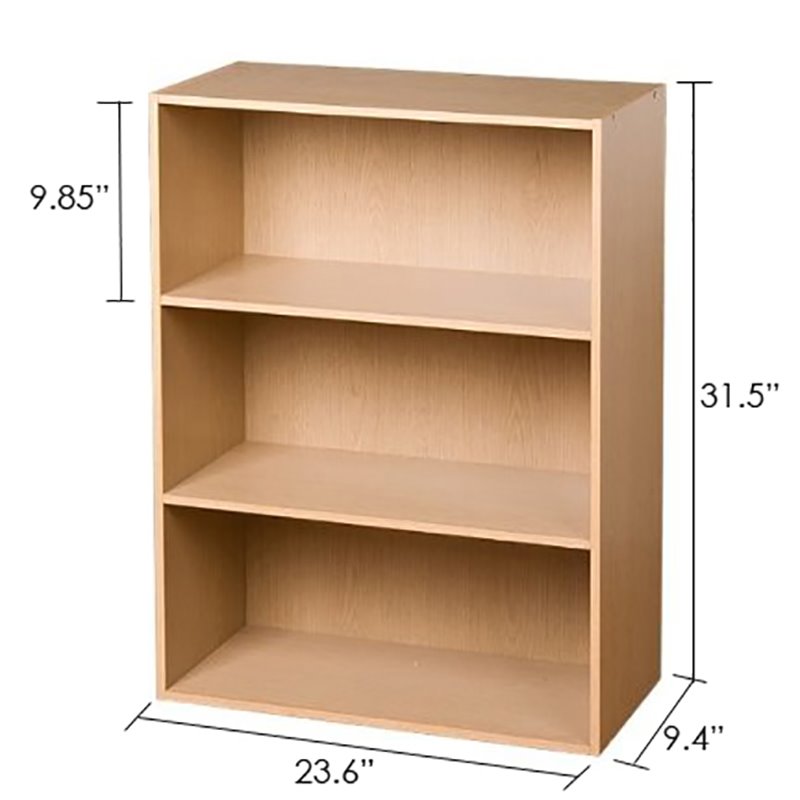 Furinno PASIR Engineered Wood 3-Tier Open Shelf in Steam Beech/Natural