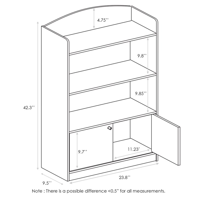 Furinno Lova Engineered Wood Bookshelf with Storage Cabinet in Light Blue