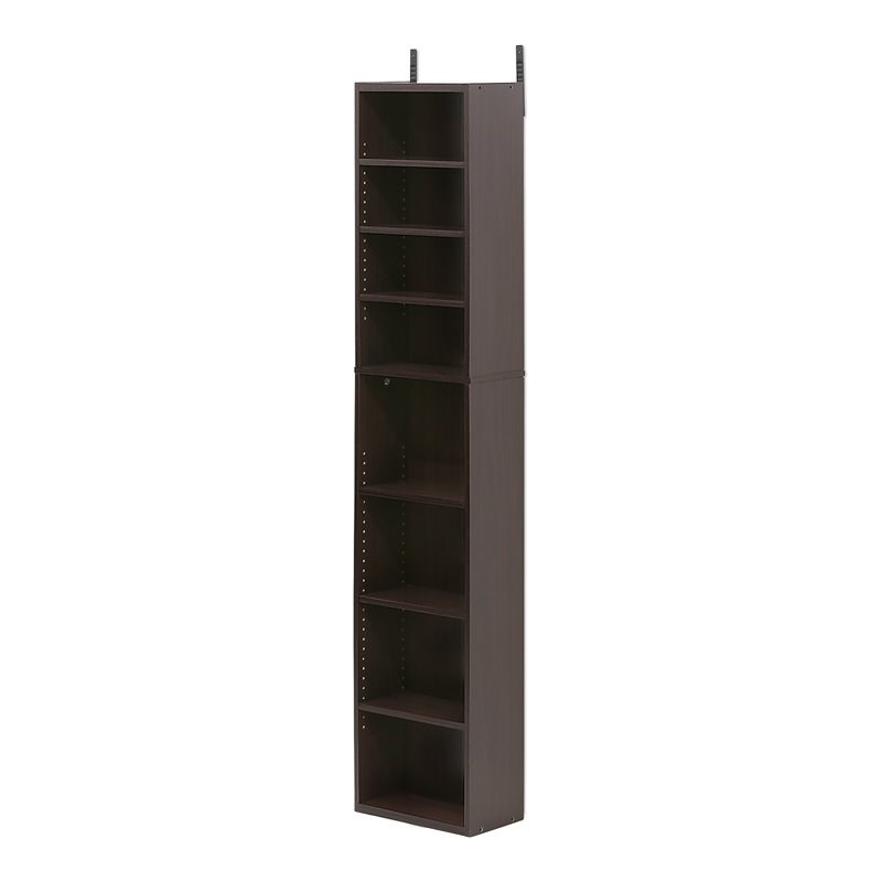 Furinno INDO Contemporary Engineered Wood 8-Tier Media Tower in Espresso