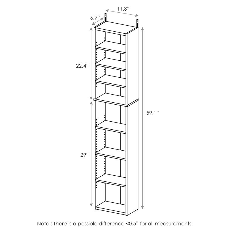 Furinno INDO Contemporary Engineered Wood 8-Tier Media Tower in Espresso