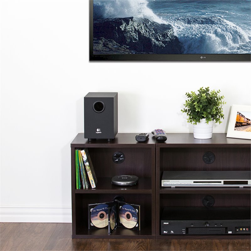 Furinno INDO Engineered Wood 3-Tier Petite Audio Video Display Shelf in Espresso