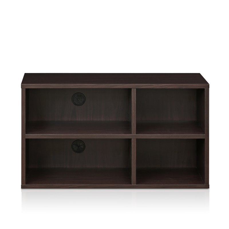 Furinno INDO Engineered Wood 2x2 Petite Audio Video Storage Shelf in Espresso