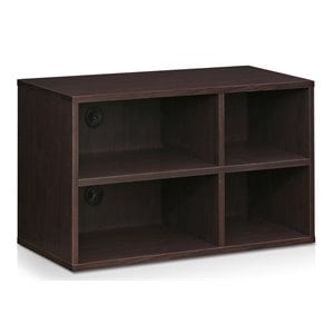 Furinno INDO Engineered Wood 2x2 Petite Audio Video Storage Shelf in Espresso